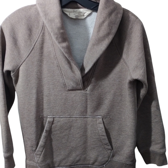 J. Crew Shawl Neck Brown Tones Sweatshirt Pouch Pockets Small - Picture 1 of 10